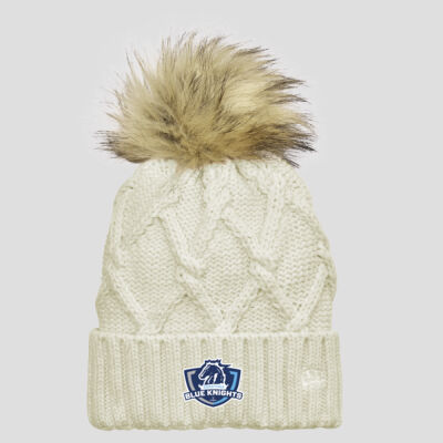 Embroidered - Faux Fur Pom Beanie Thumbnail